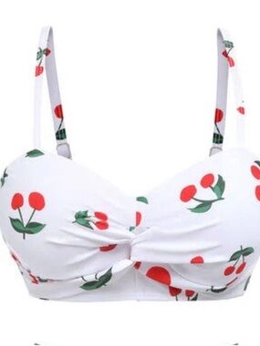 NWT Cherry-Print Twist Front Women's Bodysuit Top